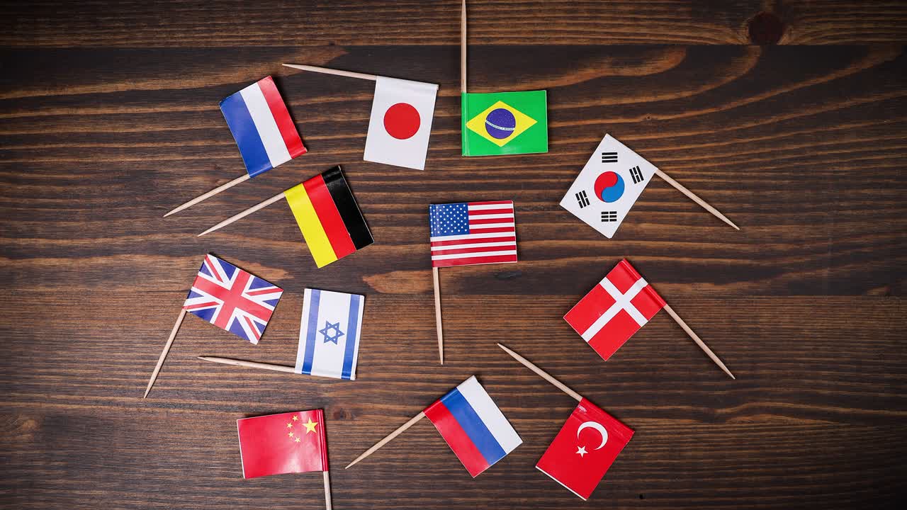 나무 바탕에 있는 미국 국기