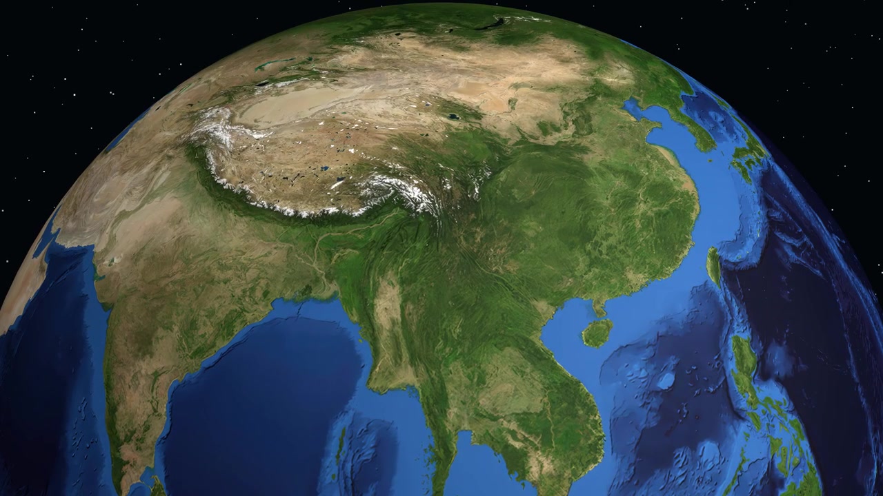 Rotazione del pianeta Terra e zoom su Baoshan, Cina.