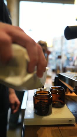 barista preparing coffee beans