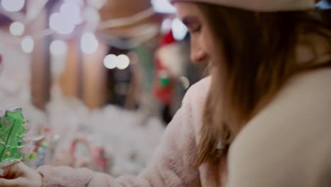 video of  friends  buying  candies on christmas market at night