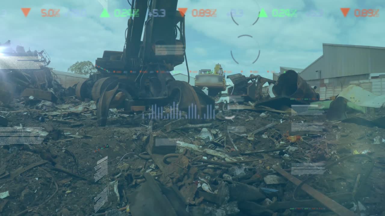 산업 건설 현장에서 데이터를 처리하는 그래프와 차트의 애니메이션