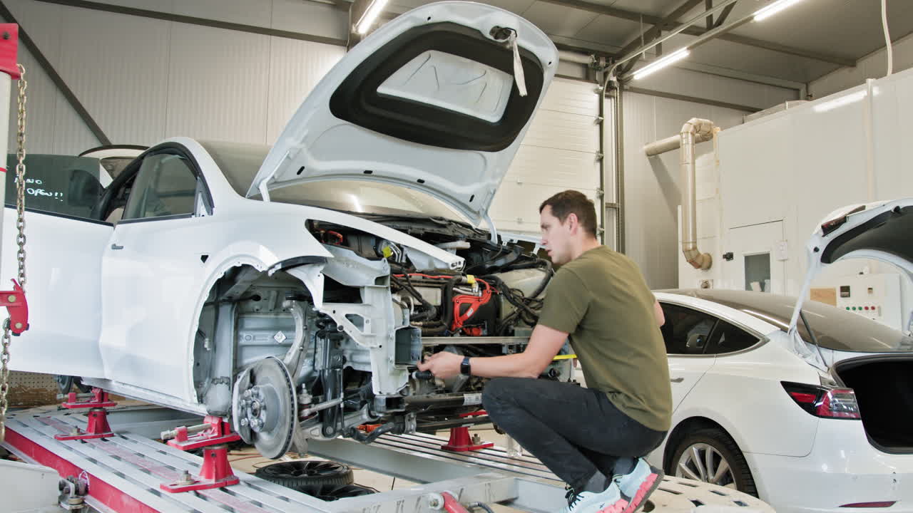 Electric Vehicle Repair in a Workshop