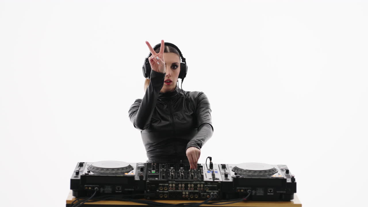 una mujer tocando en un estudio.