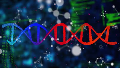 animating dna strand and molecular structures over scientific background