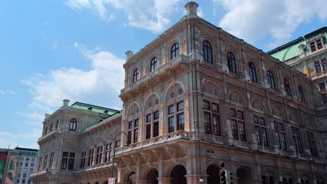vienna, austria - june 9, 2025: beautiful design of the architectural masterpiece. facades of stunning vienna state opera building in austria