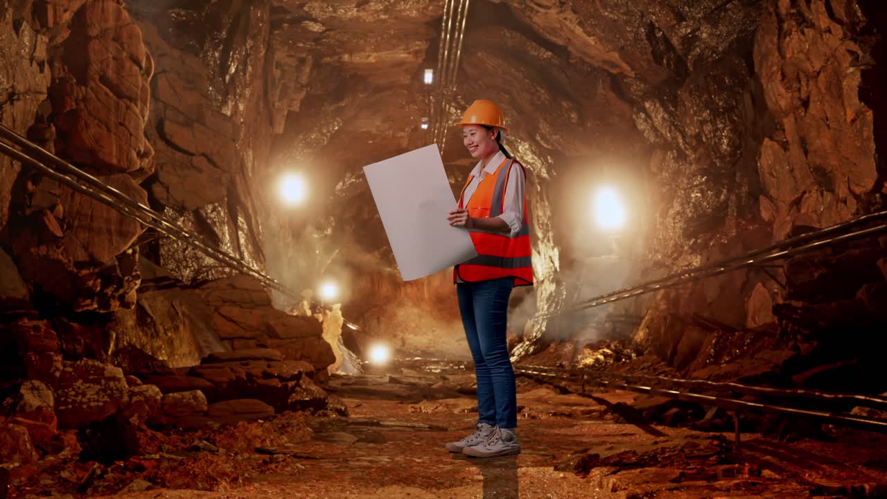 Woman Engineer Inspecting Tunnel Plans