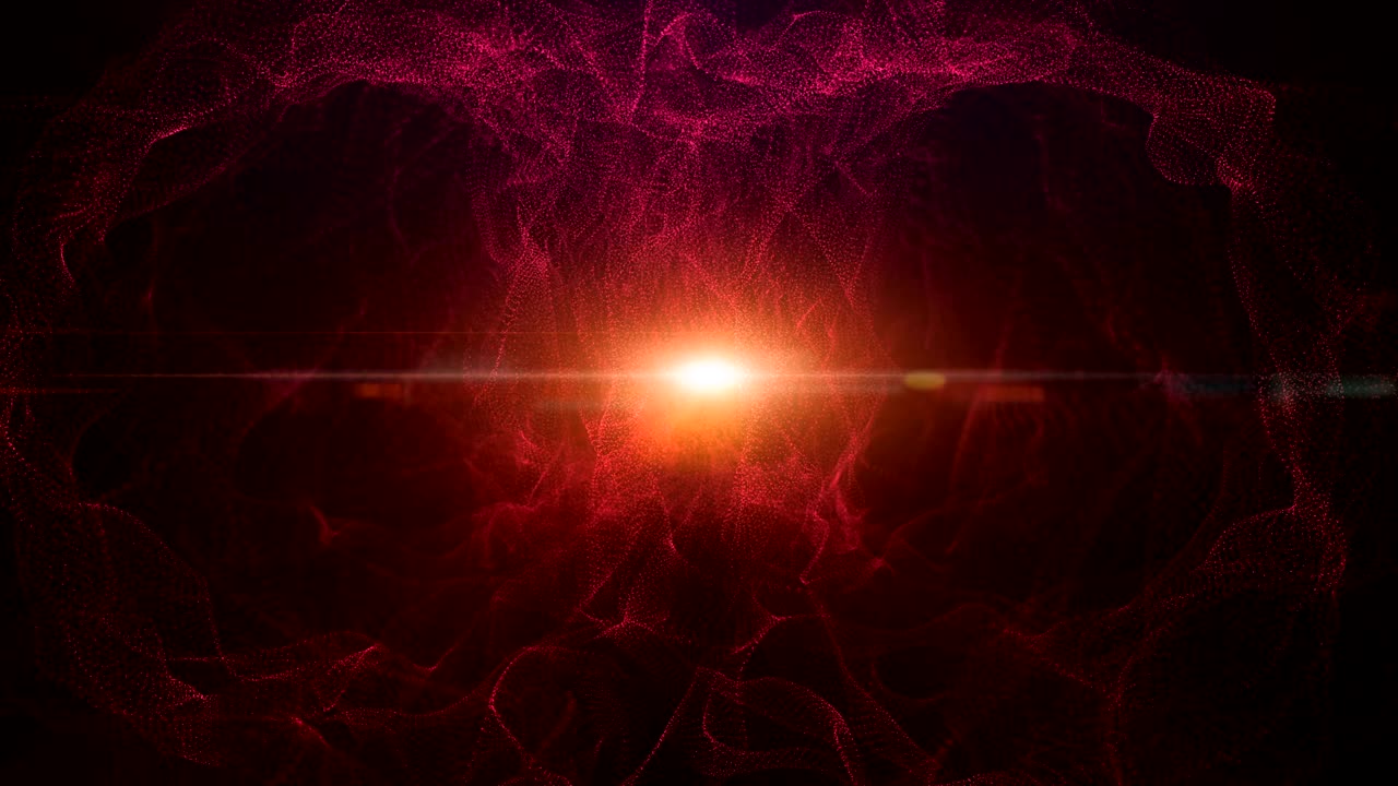 4k intro partículas rojas en fondo rojo. bucle sin costuras. concepto de vacaciones de navidad