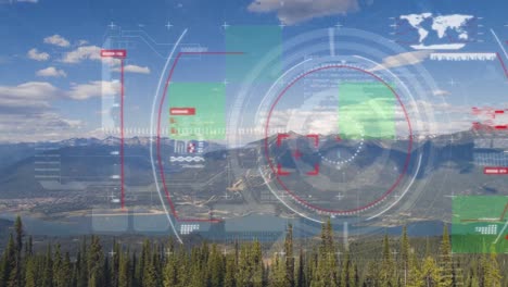 animation of scope scanning and data processing over landscape