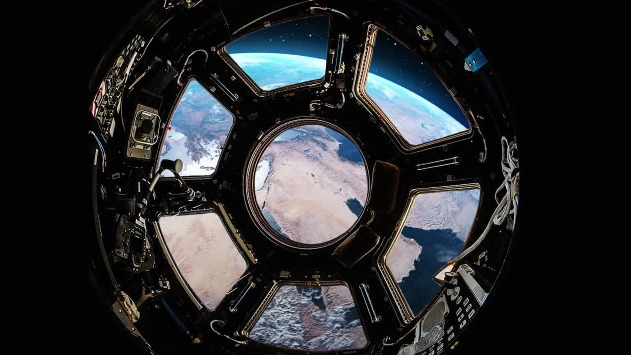 View From International Space Station Nearby Of Planet Earth