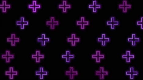 purple plus icons pattern in rows on black gradient