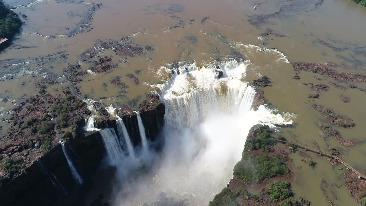 Iguazu Falls with a reduced water flow, highlighting the contrast between the falls' various water levels and their remarkable, timeless beauty