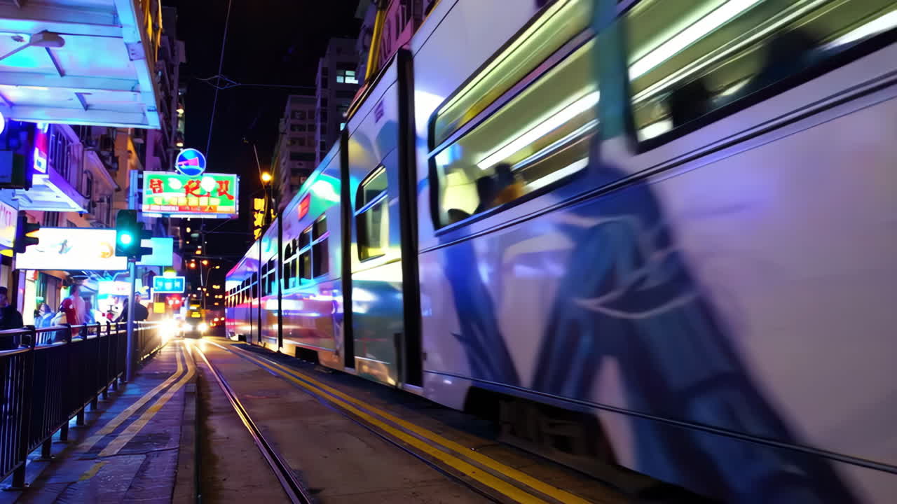 Night Streetcar in Hong Kong
