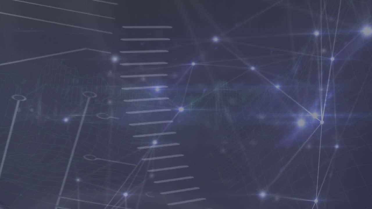 animación de la red de conexiones a través de puntos de luz