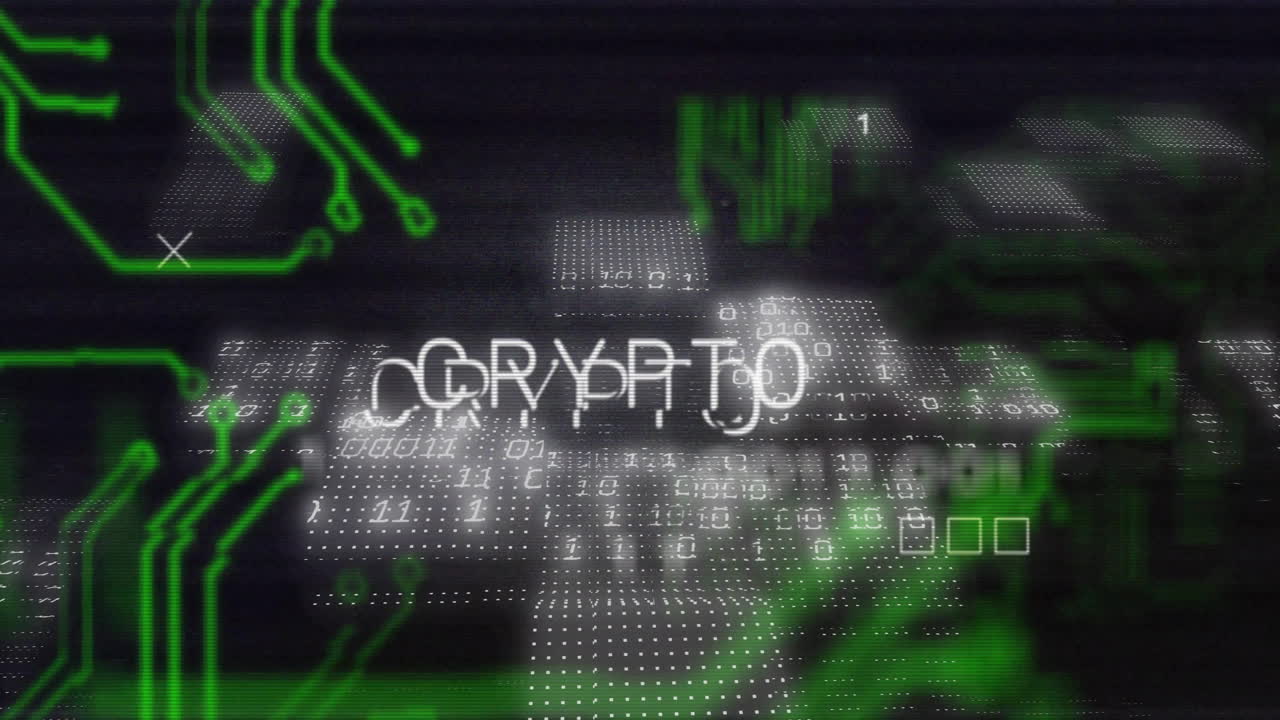 animación del procesamiento de datos y conexiones a través de texto criptográfico