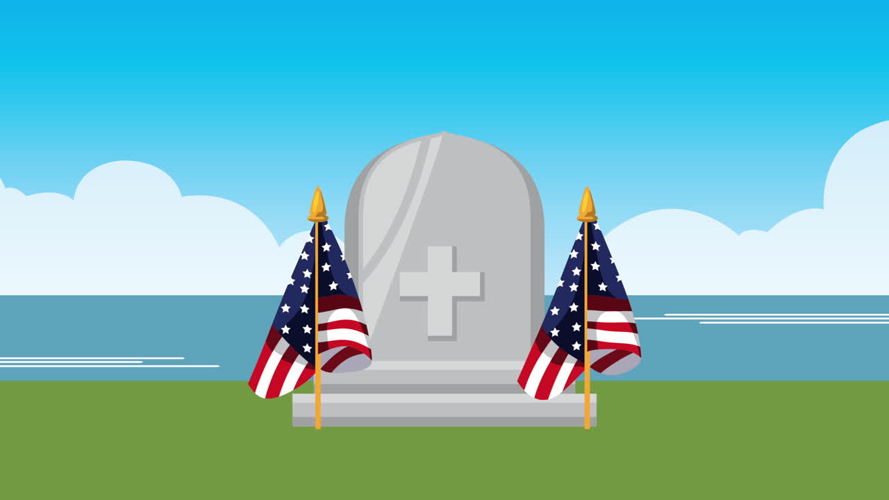 미국 발이 새겨진 기념 무덤