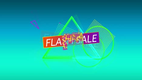 Sale-graphic-and-colourful-shapes-tumble-into-place-on-turquoise-background-4k