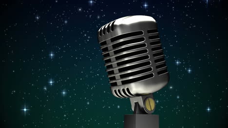 animación de estrellas cayendo sobre el micrófono en un fondo oscuro