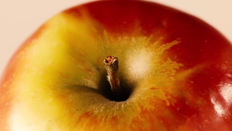 product shot of the top of an apple and stem