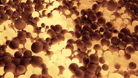 4k 3d animación de bucle sin costuras de hermosas esferas pequeñas y grandes o bolas cubren el plano como fondo geométrico abstracto simple. algunas esferas brillan. en un tono de color como sepia