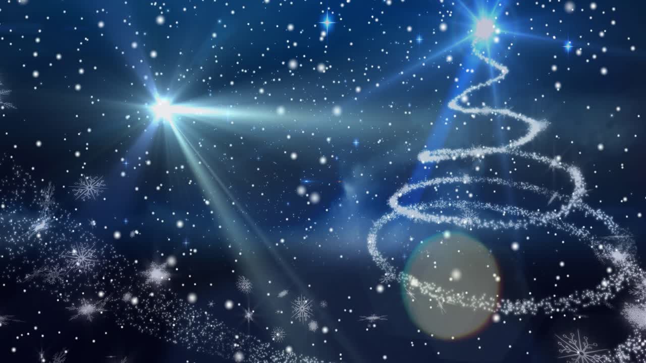 겨울 풍경 위에 내리는 눈의 애니메이션