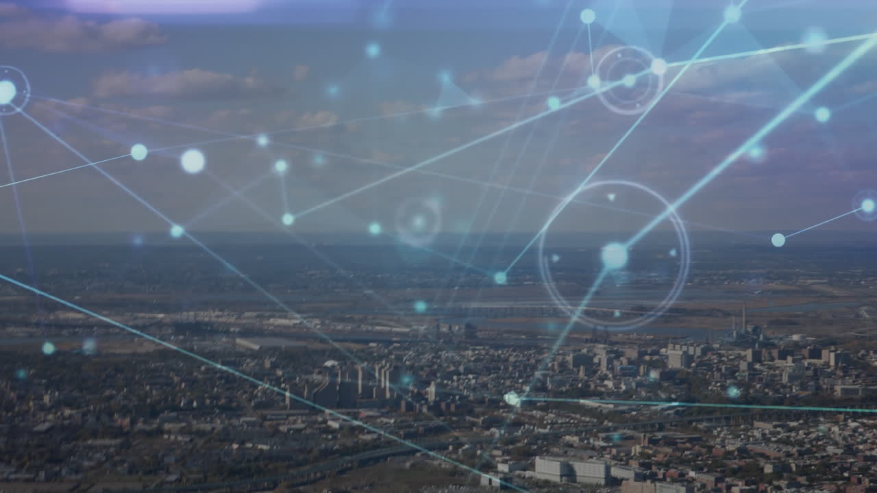 red de conexiones y estadísticas en movimiento