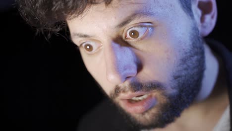 close-up of man with schizophrenia.