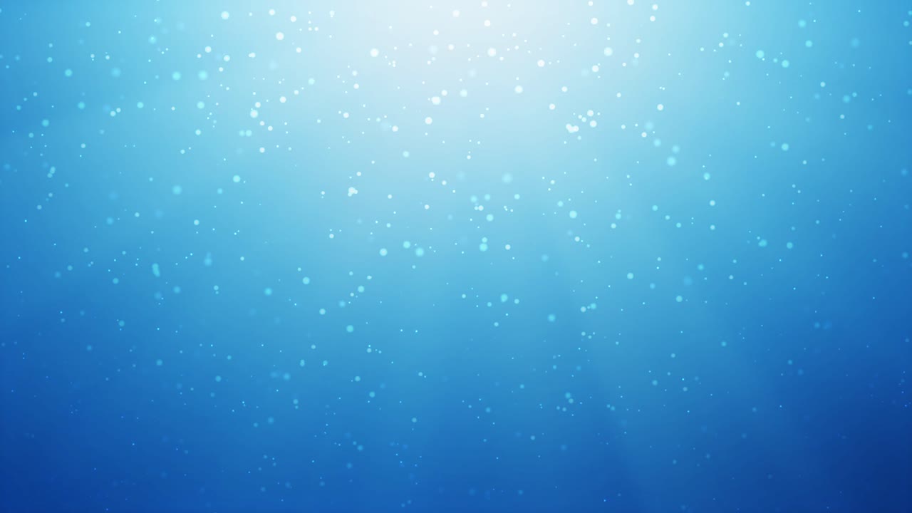 추상적인 파란색 수중 배경, 떠다니는 입자, 빛, 거품