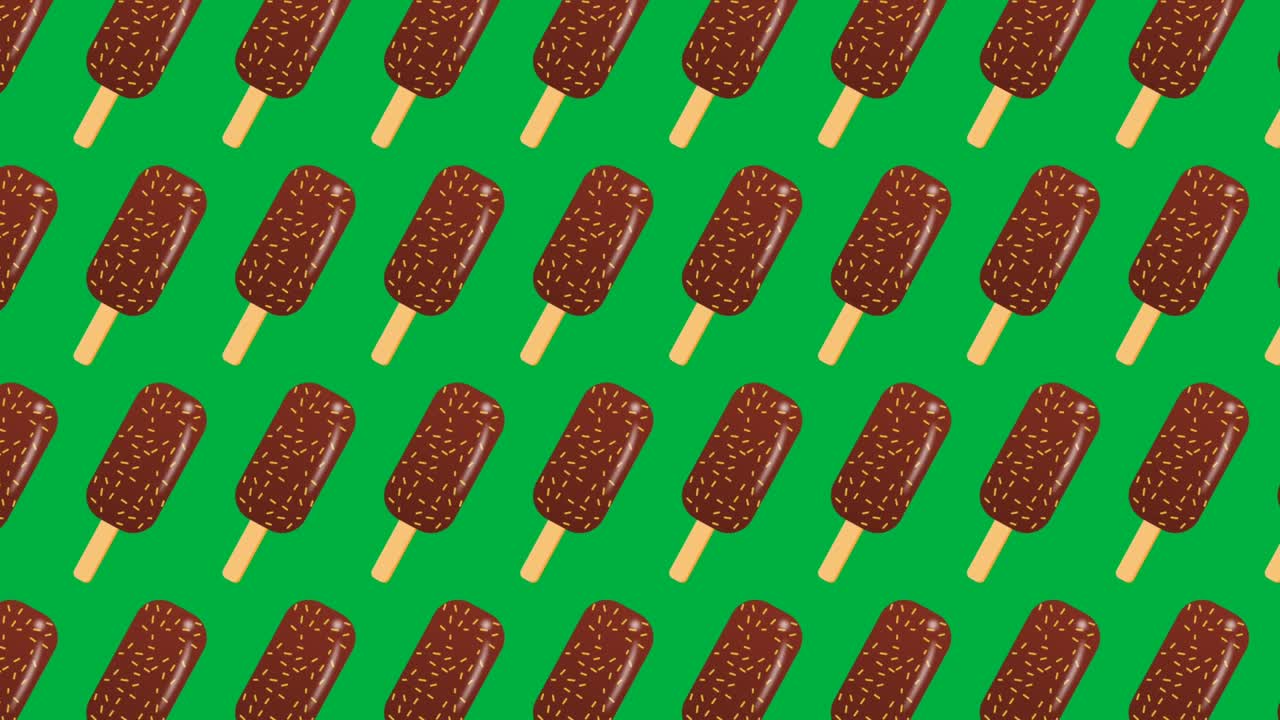 초록색 화면에 고립된 초콜릿 캔디 평평한 배경.