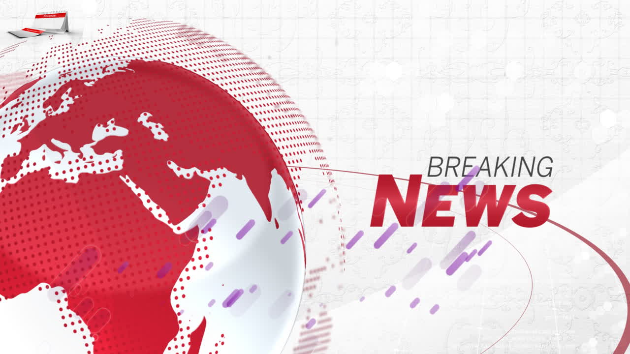 animation von globus und formen auf weißem hintergrund