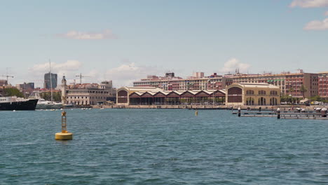 Shed-in-the-port-of-Valencia,-Spain