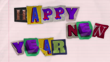 happy new year paper cut out random letters