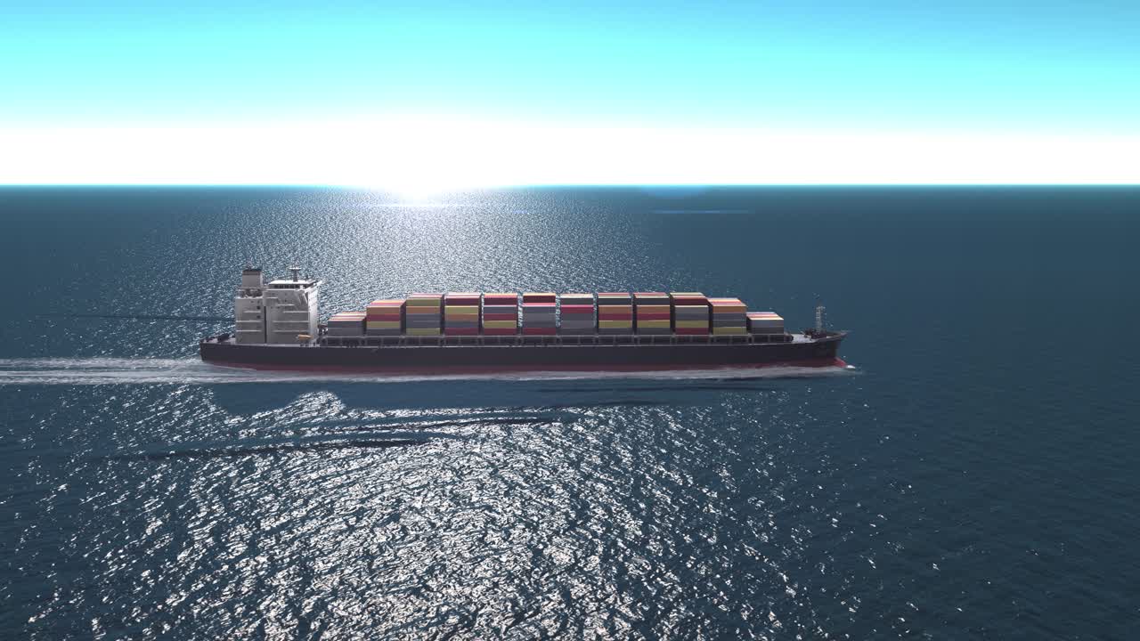 buque de contenedores en el mar