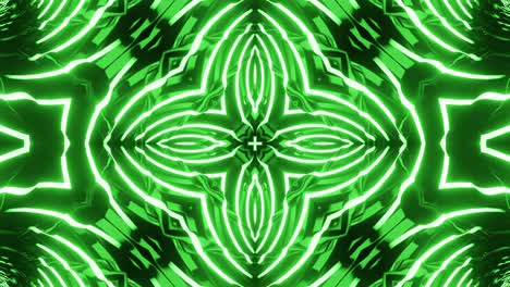 vj loop green neon kaleidoscope. seamless animation.