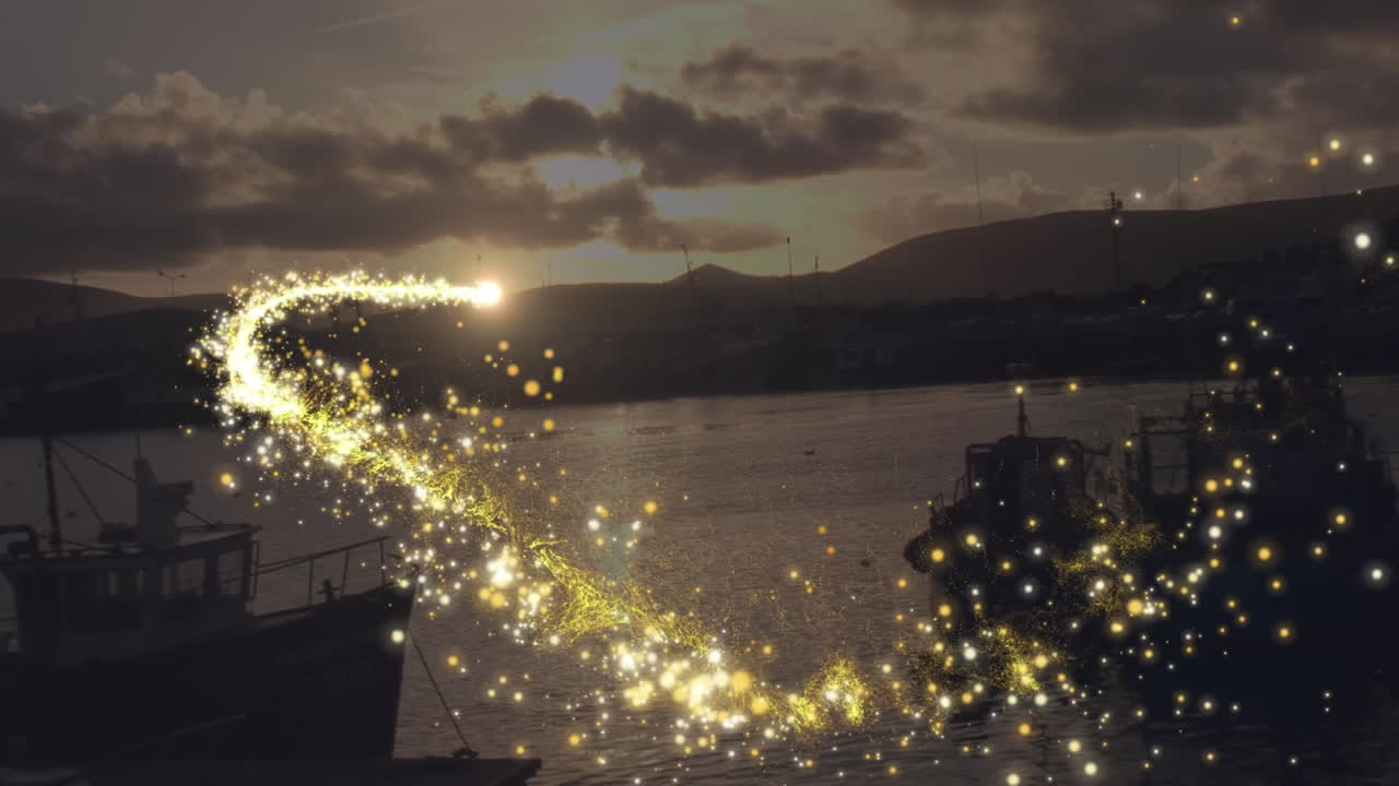 animación del rastro de luz sobre el paisaje urbano