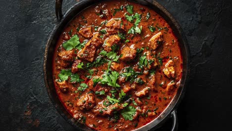 Delicious-Butter-Chicken-in-a-Black-Dish-Garnished-with-Cilantro