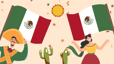 an animation of flat background for mexico independence day celebration