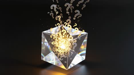 mystical cube of questions: exploring the enigma of sparkling clarity and radiant uncertainty in a shimmering crystal structure