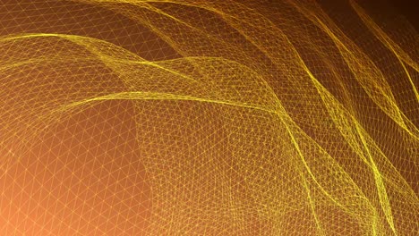Abstract-3D-background-animation-loop-of-yellow-gradient-geometric-and-curvy-wireframe-veil-layers-overlapping