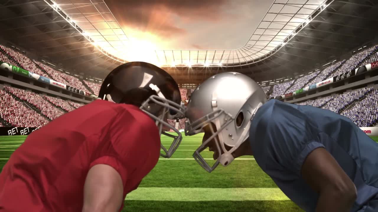 Giocatori di football americano seri che si guardano