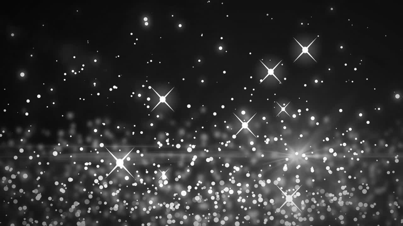 animación de múltiples manchas blancas brillantes de luz que se mueven en movimiento hipnótico sobre un fondo negro