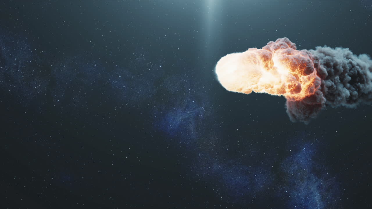 impacto de un asteroide en el espacio