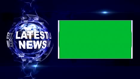 latest news text animation and earth, rendering background, with green screen, loop