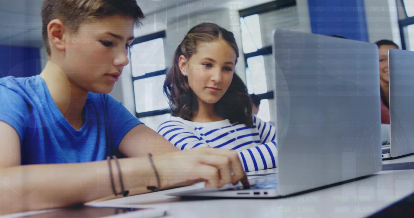 Students Collaborating on a Laptop in a Classroom