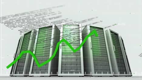 animación de diagramas y procesamiento de datos en la sala del servidor