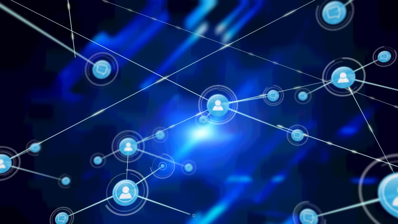 animación de la red de conexiones sobre el fondo de la marina