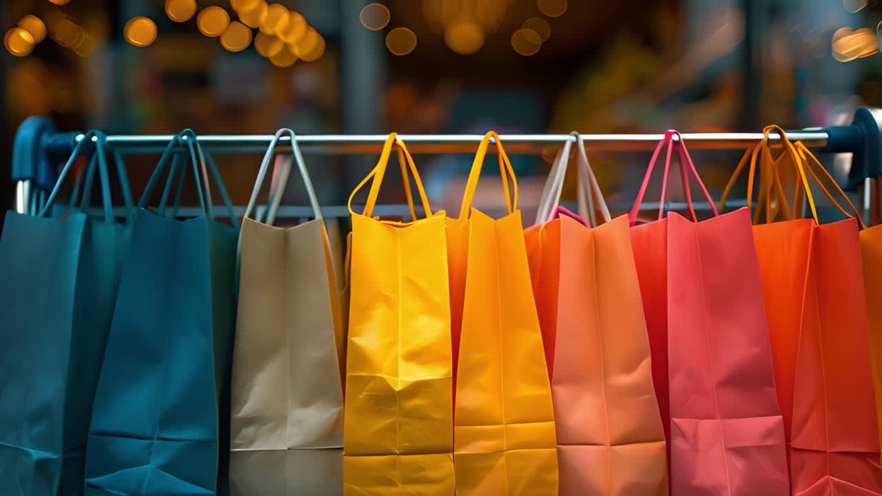 Colorful Shopping Bags on Display