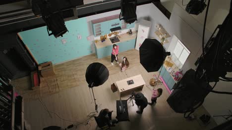 photo shoot in a studio kitchen