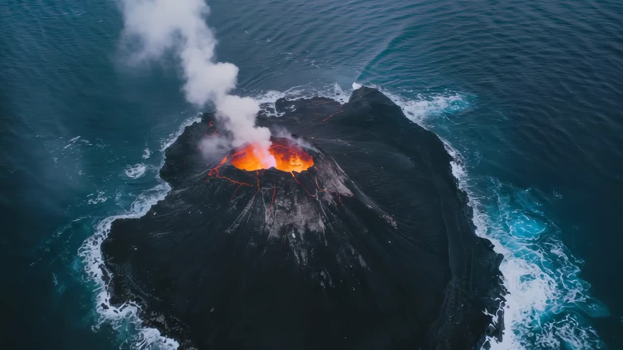 Vulkanischer Ausbruch auf einer Insel