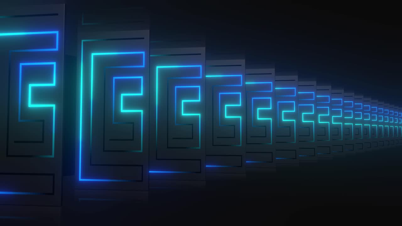 Abstract Neon Tunnel with Geometric Patterns