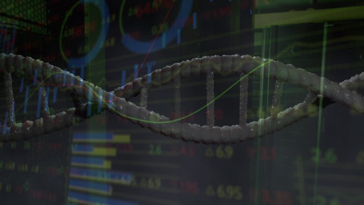 Animation of dna strand over data processing